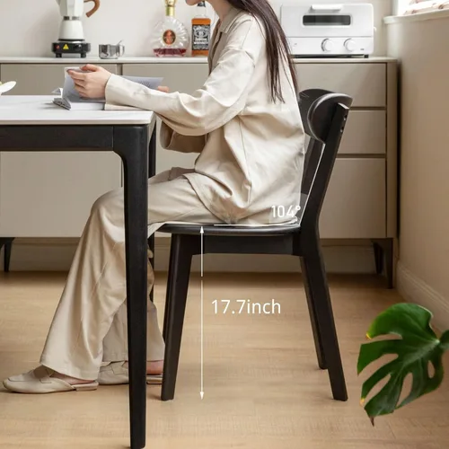 Vista 5 de Sillas de comedor 100% de madera maciza de roble - Sillas de cocina, silla de estudio de diseño moderno clásico para una vida elevada (Negro-1)