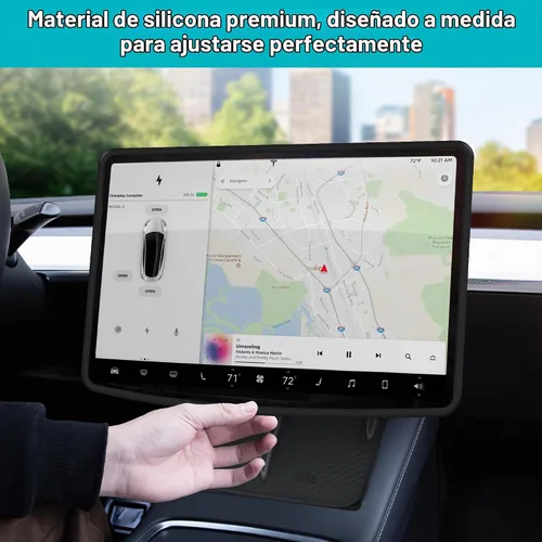 Vista 4 de frani Protector de Marco de Pantalla Negro Diseñado para Tesla Modelo 3 (2025-2017), Tesla Modelo Y (2025-2020), Accesorios de Decoración