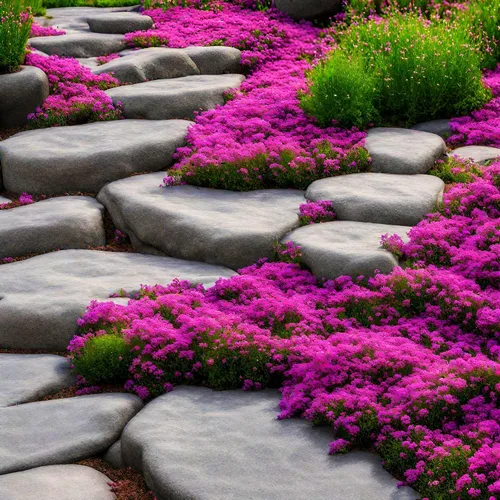 Vista 4 de Más de 2000 semillas de flores tradicionales de tomillo rastrero rosa púrpura