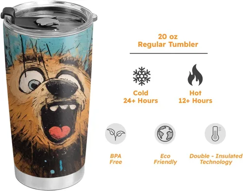 Vista 7 de Regalos de oso de 20 onzas para los amantes de los osos, regalos de café para los amantes del café, divertidos, frescos, lindos vasos de oso, taza