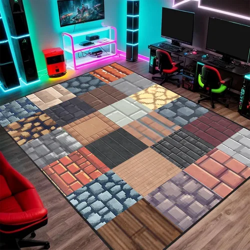 Vista 9 de Alfombra de juego - Alfombra de habitación de juegos a cuadros genial para niños, adolescentes, niños, alfombra para dormitorio, sala