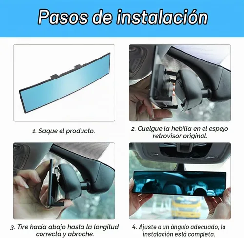 Vista 5 de XINLIYA Espejo retrovisor para automóvil, panorámico gran angular de 12 pulgadas, antirreflejo, espejo retrovisor automático con clip, superficie