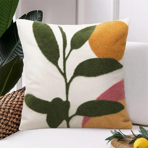 Vista 23 de JASEN Funda de almohada bordada de gato de 18 x 18 pulgadas, funda de almohada decorativa de algodón para sofá, dormitorio, sala de estar, casa
