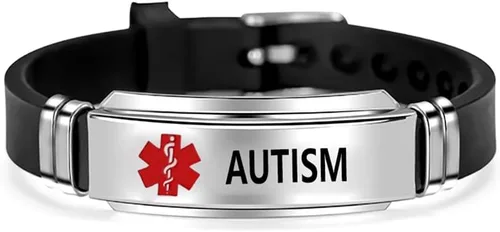 Vista 6 de NanMuc Pulsera de identificación de alerta médica roja de primeros auxilios de emergencia grabada con láser Alerta de salud ajustable pulsera