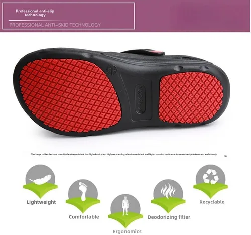 Vista 3 de Zapatos de chef para hombre, antideslizantes, resistentes al aceite, impermeables, zapatos de trabajo de seguridad, cómodos zapatos de enfermería