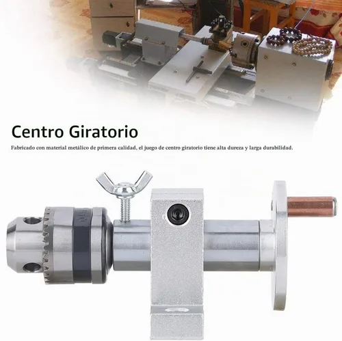 Vista 2 de Centro giratorio vivo de carpintería de bricolaje con llave para mini máquina de torno