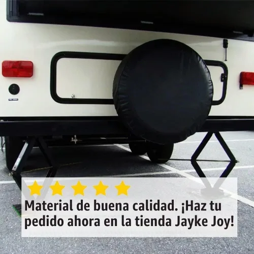 Vista 4 de Cubierta de rueda de repuesto, cubierta de rueda negra impermeable de cuero de PVC resistente al polvo, universal, apta para Jeep, remolque, RV