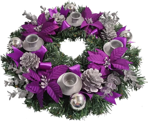 Vista 11 de Corona de Navidad preiluminada para puerta delantera con temporizador, 20 luces, corona de Navidad iluminada, bola de Navidad azul plateado