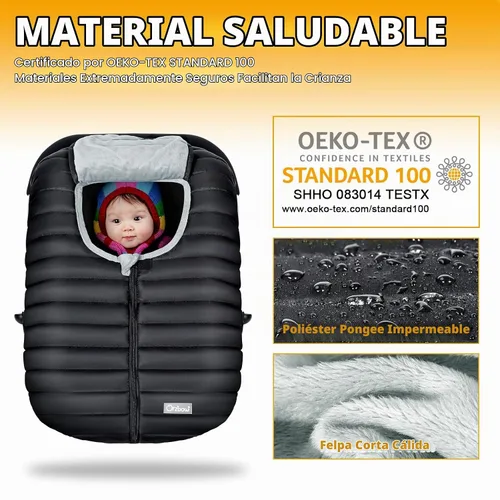 Vista 5 de Orzbow Funda de asiento de automóvil de invierno para bebé, funda de asiento de automóvil para bebé para niños y niñas, fundas de asiento de Negro
