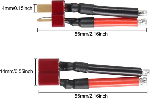 Vista 6 de 6 pares de conectores de enchufe en T hembra macho 12AWG 2.165 in cable de extensión compatible con RC Lipo Cable de batería Drone Car Boat Conexión