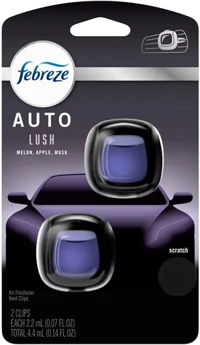 Vista 8 de Febreze Ambientador de coche con clip de ventilación, eliminador de olores, aroma ámbar automático, 2 clips