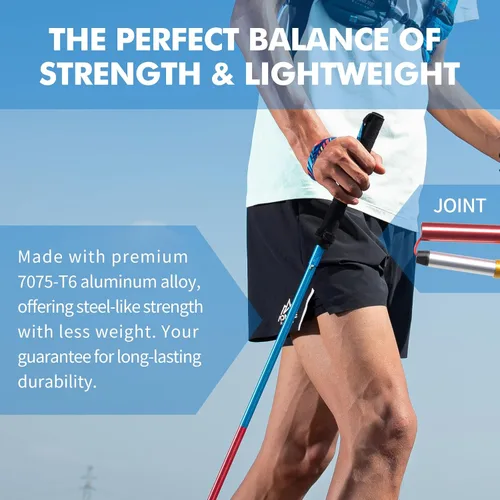 Vista 3 de AONIJIE Trekking Poles 2-Pack - Anti-Shock Ultra-Light Collapsible Walking & Hiking Sticks for Trail Running, Backpacking, Camping