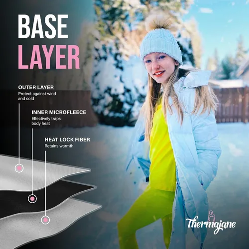 Vista 3 de Thermajane - Conjunto de ropa interior térmica larga, ultrasuave, capa base de invierno, para niñas