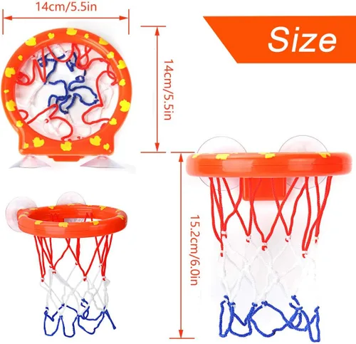 Vista 4 de Juguete de baño divertido con canasta de baloncesto y pelotas para niños y niñas, juguetes de baño para niños pequeños, regalo con 3 pelotas