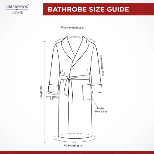 Vista 7 de Briarwood Home Premium 100% Cotton Kimono Spa Bathrobes, Luxurious Super-Soft- Absorbent Shawl Collar - Plush Long Robe