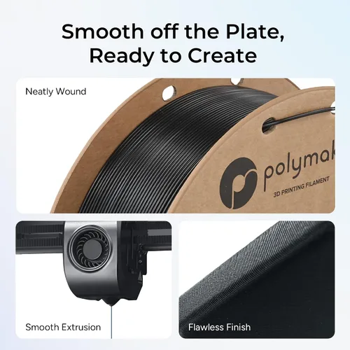 Vista 6 de Polymaker Filamento ASA de 0.07 in, negro, 2.2 lbs, resistente a los rayos 4.370 – 0.07 in negro (código hexagonal: #17161a)