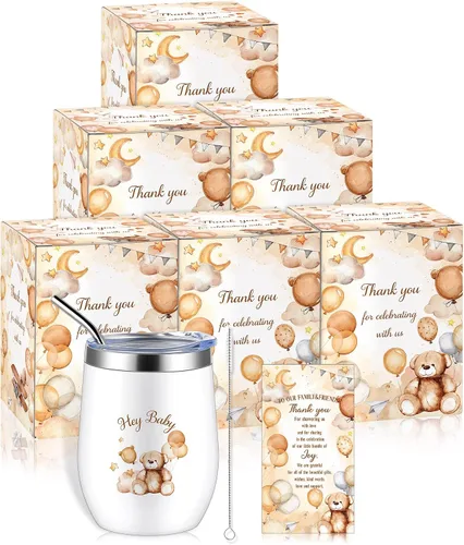 Vista 13 de Hoolerry Juego de 6 tazas para baby shower, vaso de acero inoxidable de 12