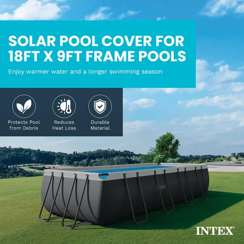 Vista 2 de Intex Cubierta solar para piscina de 18 x 9 pies con marco rectangular para piscinas al aire libre con bolsa de almacenamiento de transporte