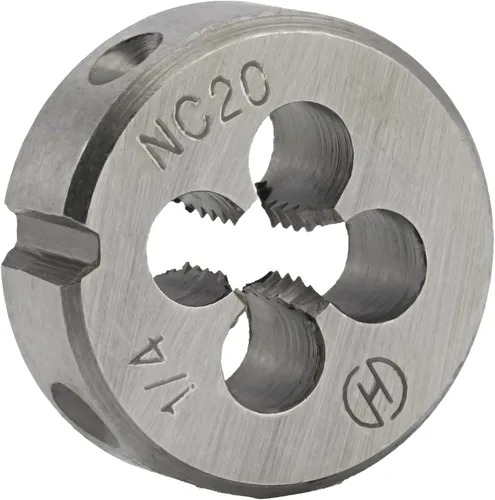 Vista 3 de 1/4 "-20 UNC HSS Tap And Die Set, 1/4 x 20 UNC Macho de rosca de máquina y rosca redonda Die mano derecha