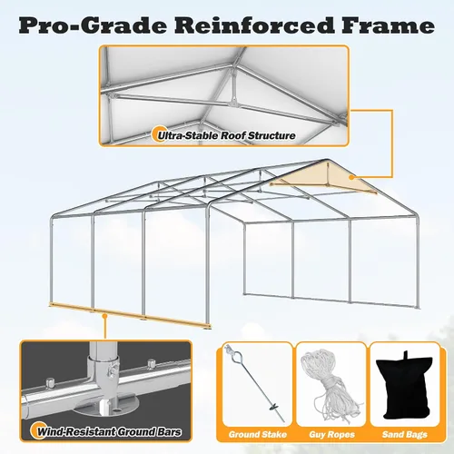 Vista 2 de Carpa para fiestas de 20 x 20 pies, resistente, para exteriores, carpa para bodas con paredes laterales extraíbles, refugio para eventos, carpa