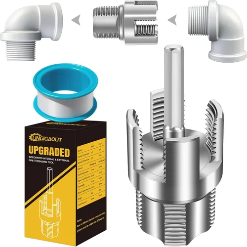 Vista 8 de Herramienta de roscado de tubería interna y externa, roscador de tubería de PVC, herramienta de roscado de tubería, matrices de 1/2'' y 3/4