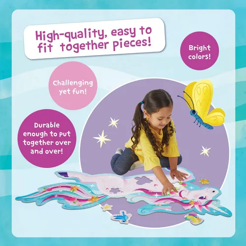 Vista 3 de Peaceable Kingdom Rompecabezas de unicornio brillante para el piso, 1 EA