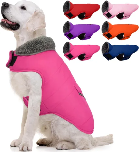 Vista 10 de MIGOHI - Abrigo de invierno cálido para perros - Chaqueta de invierno para perro, chaleco reflectante con forro polar, resistente al viento
