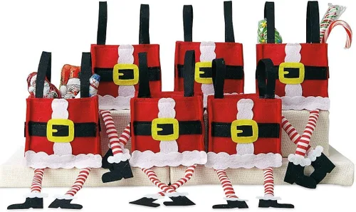 Vista 8 de Cardinal Ornament - Bolsas de fieltro de Navidad – Juego de 5 bolsas de regalo para niños, fiestas de vacaciones, decoración de profesores