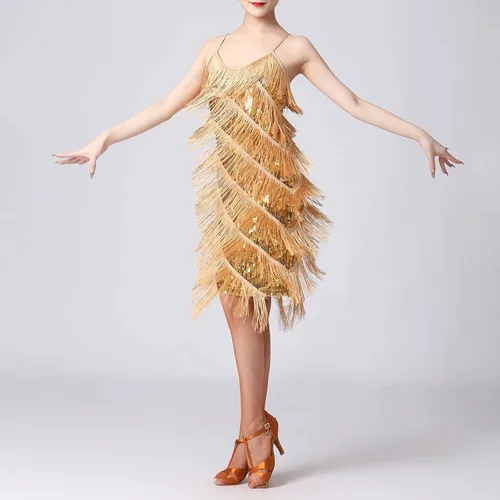 Vista 2 de Vestido de lentejuelas de los años 20 con flecos y borlas para mujer, sexy, Gatsby, cóctel, vintage, tango, salón de baile, fiesta de los años 20