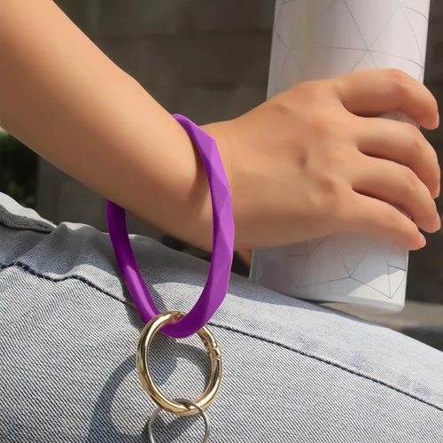 Vista 43 de Llavero pulsera de silicona para mujeres y niñas en forma de diamante
