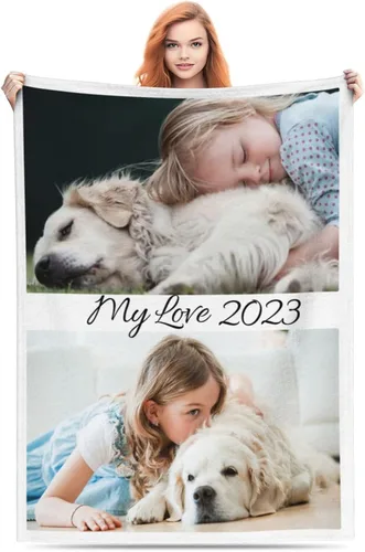 Vista 27 de Manta personalizada con texto, fotos, manta personalizada para cumpleaños de adultos y niños, boda, Navidad, Halloween, Día del Padre, Día