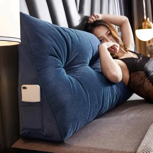 Vista 8 de Almohada de lectura suave para reposo en cama, cojín grande para cabecero, respaldo triangular, almohada de cuña para cuello y soporte lumbar