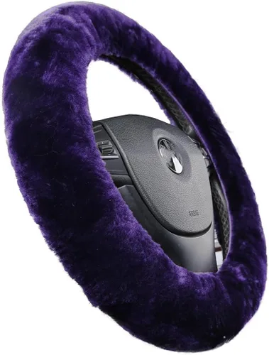 Vista 24 de Funda de volante de piel de oveja suave y esponjosa, para vehículo universal, mujeres y hombres, 14,5-15,5 pulgadas, accesorios peludos