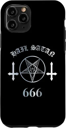 Vista 27 de iPhone 16 Upside Down Cross Satanic Pentagram Hail Satan 666 Case