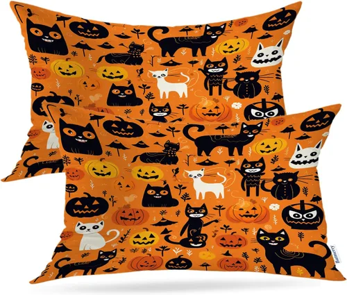 Vista 61 de Batmerry Fundas de almohada de bosque de arce otoñal, casas de sillas de madera, hojas amarillas, fundas de almohada decorativas, impresión digital