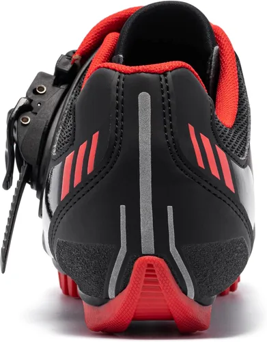 Vista 6 de FENLERN Zapatos de ciclismo para hombre, zapatos de bicicleta de montaña MTB con hebilla de trinquete rápida, para montar en interiores