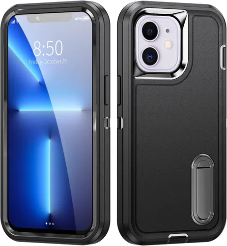 Vista 5 de Funda personalizada para iPhone 11, funda con soporte integrado y soporte, protección resistente a los arañazos, funda de fotos personalizada, haz