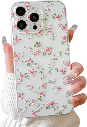 Vista 14 de Lovmooful Funda para iPhone 16 Pro, diseño floral transparente, flor negra