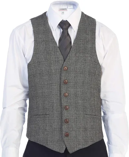 Vista 98 de Gioberti Chaleco de tweed formal de 6 botones para hombres