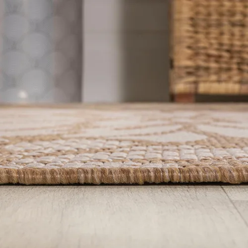 Vista 6 de JONATHAN Y Alfombra Corredor de Tejido Texturizado Floral para Interiores y Exteriores 2X8 Marrón/Crema, Zinnia Moderna para Patio Trasero, Patio