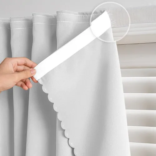 Vista 21 de Cortinas autoadhesivas, sin taladrar, sin varilla, cortinas opacas fáciles de instalar para persianas de ventana, dormitorio
