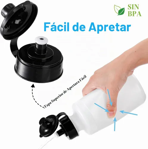 Vista 3 de SOUJOY Paquete de 10 botellas de agua deportivas, botella de plástico de 21 onzas con tapa de empujar/tirar fácil de abrir, botella de agua