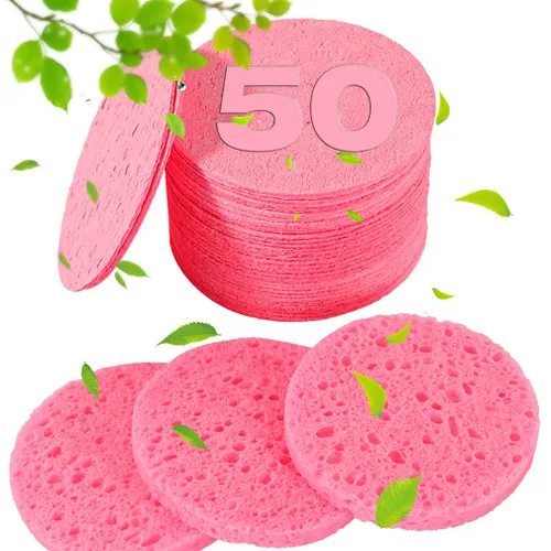 Vista 8 de METUUTER 50 esponjas faciales comprimidas para esteticistas, esponja facial de celulosa 100% natural, esponjas cosméticas profesionales de spa