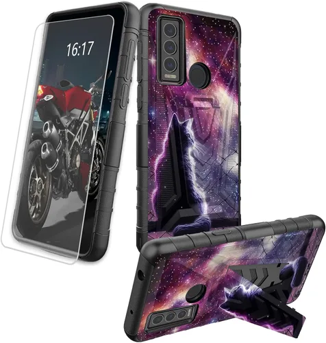 Vista 31 de Funda para AT&T Maestro Max 2021/Cricket Ovation 2 con protector de pantalla de vidrio templado, funda resistente con función atril integrada