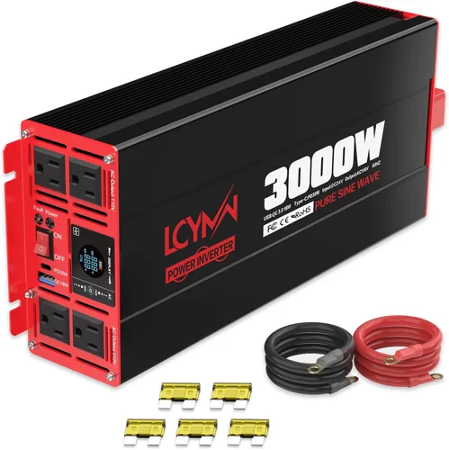 Vista 13 de Inversor de potencia de onda sinusoidal pura de 1000 vatios 12 V CC a 110 V 120 V CA convertidor para hogar, caravana, camión fuera de la red Rojo