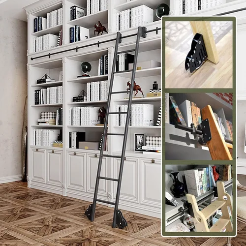 Vista 5 de Luyckfrazy Kit de herrajes para puerta corrediza de granero de 3.3 pies-20 pies, kit de escalera deslizante para oficina en casa, bar, armario