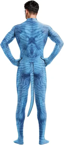 Vista 63 de Disfraz de animal para hombre con estampado de cola grande, overol peludo de elastano para cosplay, fiesta de Halloween