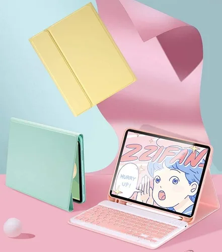 Vista 6 de Funda de teclado para iPad Air de 13 pulgadas M3/M2, iPad Pro de 12.9 pulgadas (6ª/5ª/4ª/3ª generación) 2022/2021/2020/2018 Funda con lindo teclado