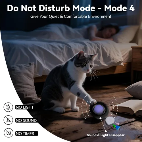 Vista 5 de ORSDA Juguetes para Gatos de Interior, Bola en Movimiento Activada Interactiva en Alfombrilla de 7 Agujeros, Bola Automática de Rápido Rodamiento