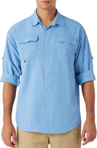 Vista 6 de NAVISKIN Camisas de pesca con protección solar UPF 50+ de manga larga para hombre, PFG para senderismo, viajes, campamento